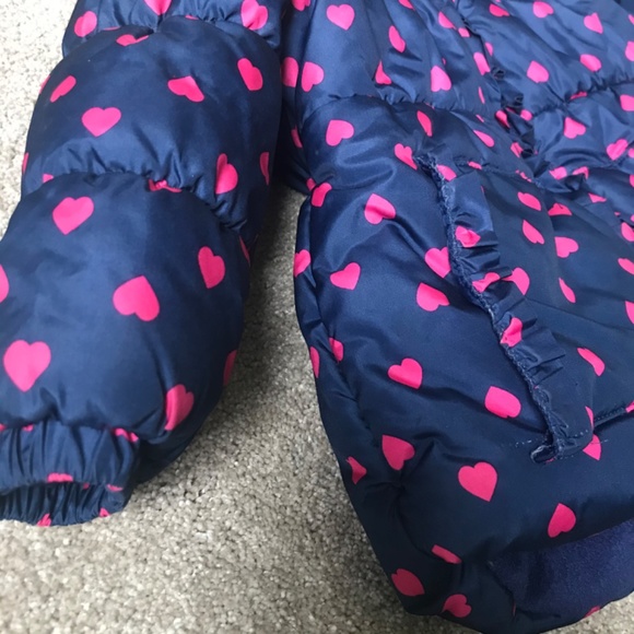 🔶Heart Print Pink Platinum Warm & Cozy Puffer Coat - Picture 3 of 6